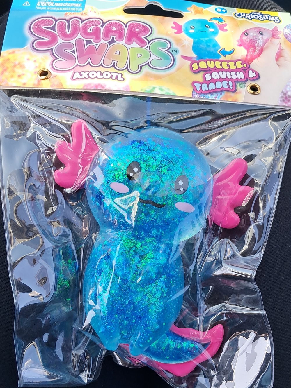 Axolotl Squeeze Toy - Blue with Pink Accents